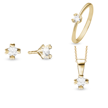 8 kt guld smykkesæt, Mary serien by Aagaard med ialt 0,80 ct labgrown diamanter